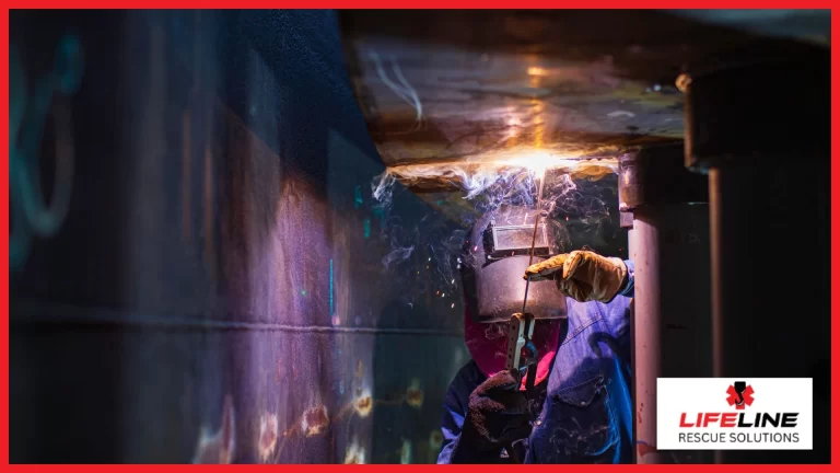 A confined space specialist working inside a confined space tunnel