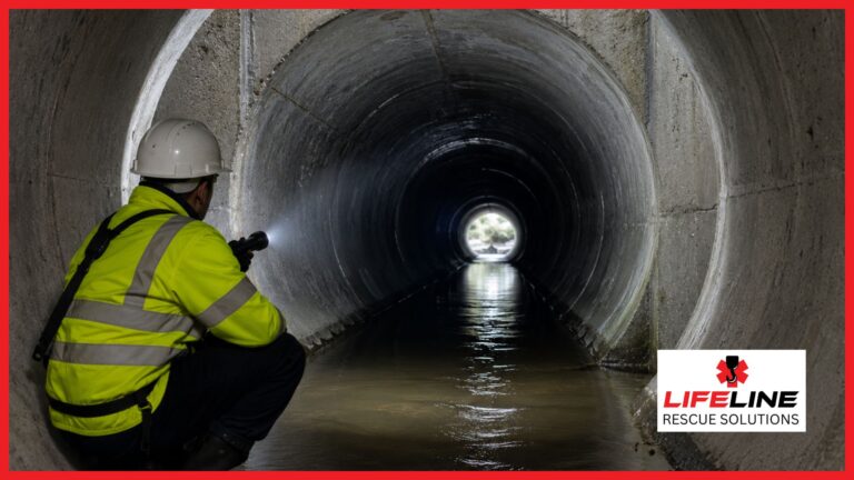 A confined space expert inspecting a tunnel