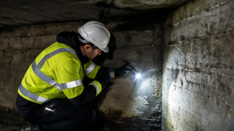 An inpector checking a confined space underground structure